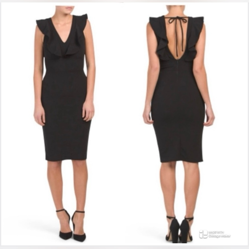 Almost Famous Black Ruffle Midi Dress S